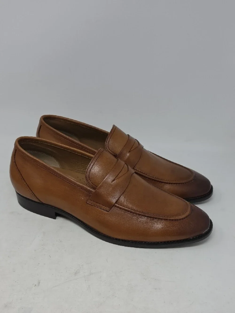 Thomas & Vine Classic Men’s Tan Leather Penny Loafers Size 13